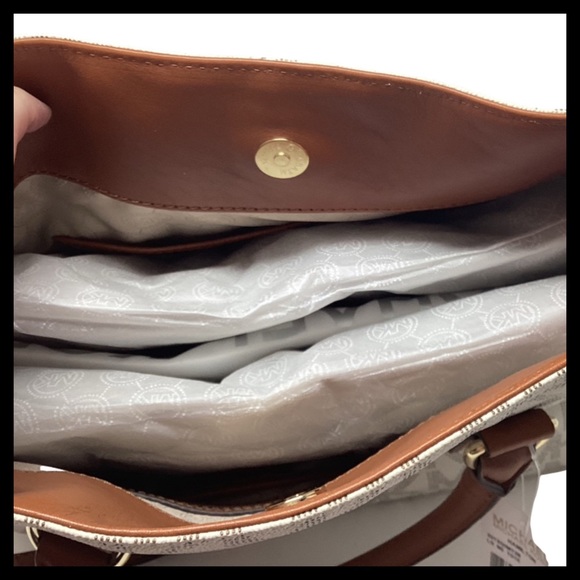 MICHAEL KORS Hamilton Large Satchel Tote Bag Vanilla - Picture 11 of 14